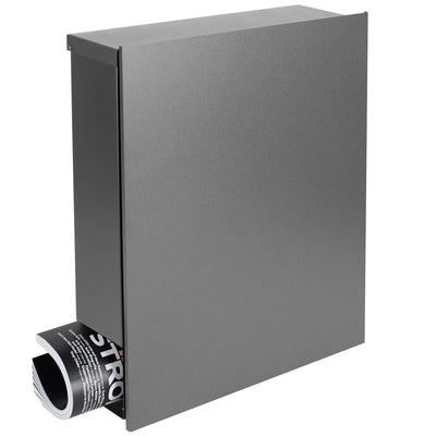Standbriefkasten grau-aluminium (RAL 9007) SBox 111b (einbetonieren) mit Zeitungsfach