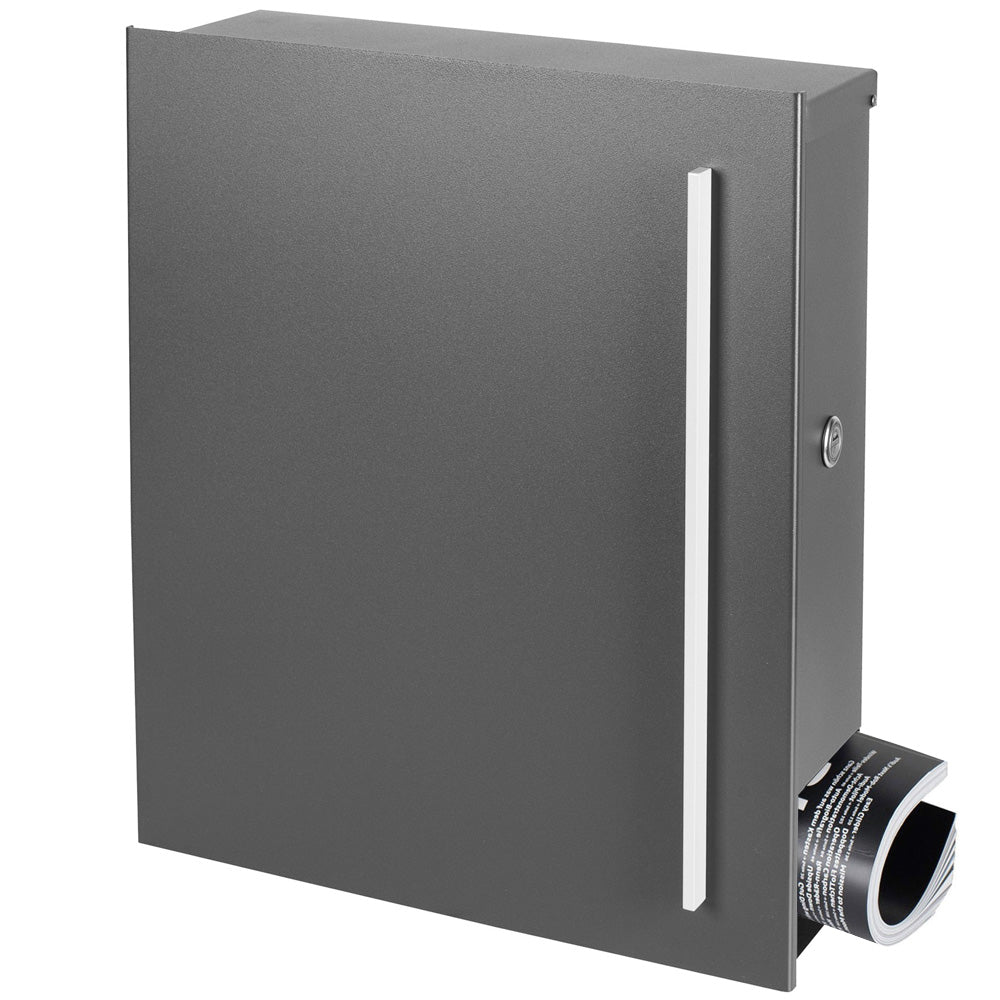 Standbriefkasten mit Zeitungsfach grau-aluminium (RAL 9007) SBox 110b Briefkasten mit Pfosten (einbetonieren)