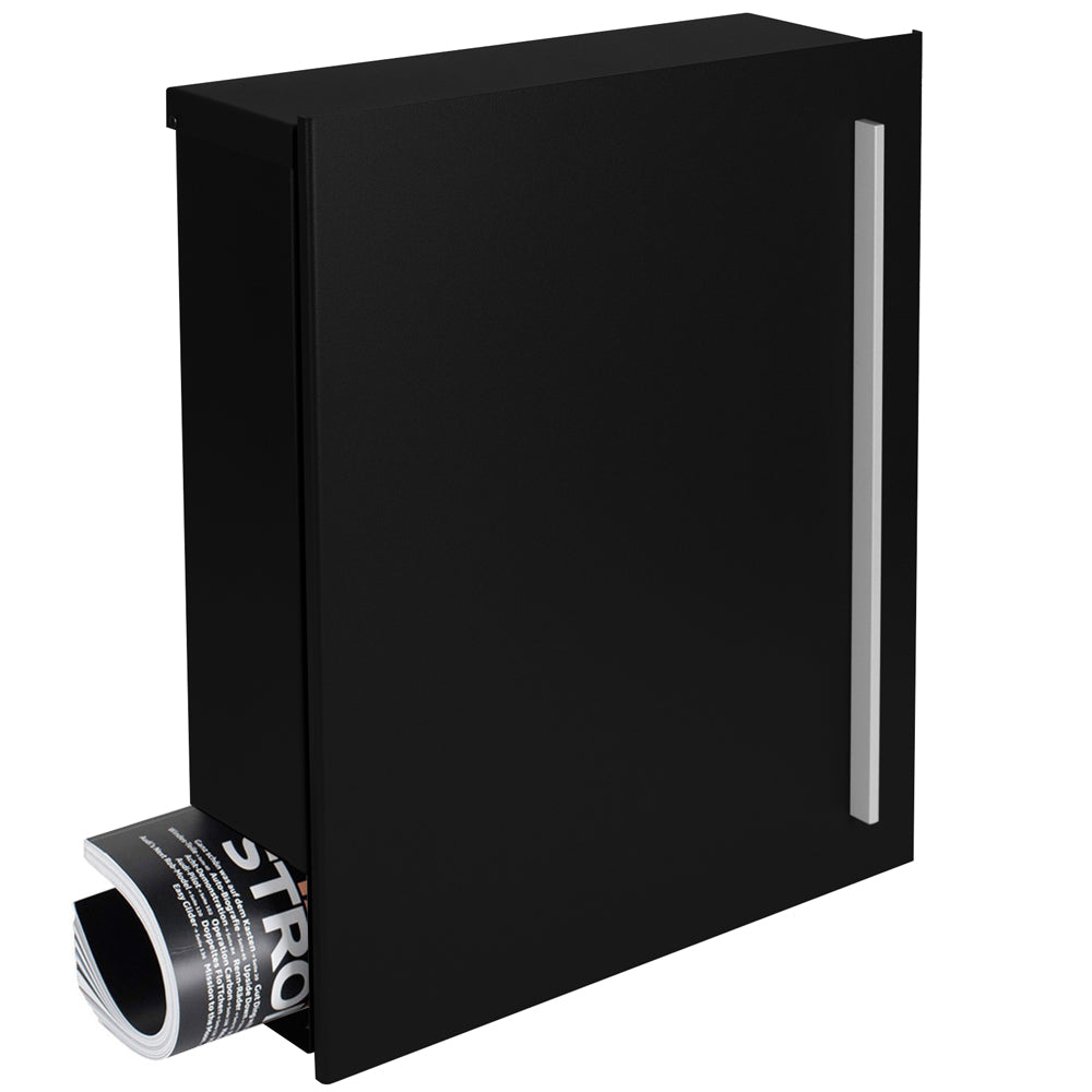Standbriefkasten mit Zeitungsfach schwarz matt (RAL 9005) SBox 110b Briefkasten mit Pfosten (einbetonieren)