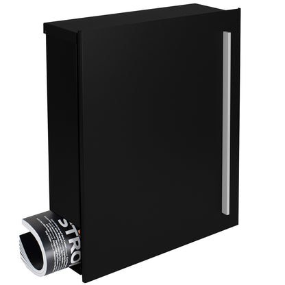 Standbriefkasten mit Zeitungsfach schwarz matt (RAL 9005) SBox 110b Briefkasten mit Pfosten (einbetonieren)