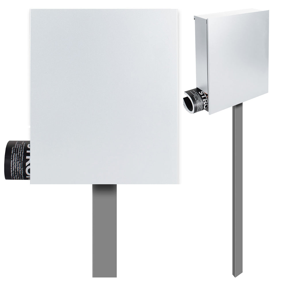 Standbriefkasten mit Zeitungsfach signal-weiss (RAL 9003) SBox 111b Briefkasten mit Pfosten (einbetonieren)