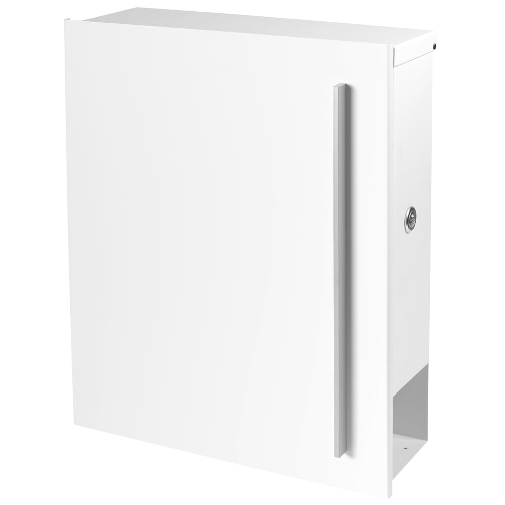 SBox 110b Standbriefkasten mit Zeitungsfach weiß (RAL 9003) Design-Briefkasten mit Fuß (einbetonieren) freistehend