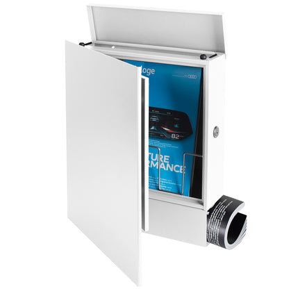 Standbriefkasten mit Zeitungsfach signal-weiss (RAL 9003) SBox 111b Briefkasten mit Pfosten (einbetonieren)