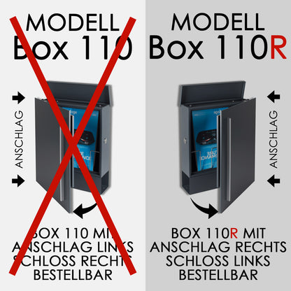 Standbriefkasten mit Zeitungsfach anthrazit (RAL 7016) SBox 110R-b Briefkasten mit Pfosten (einbetonieren) Rechtsanschlag