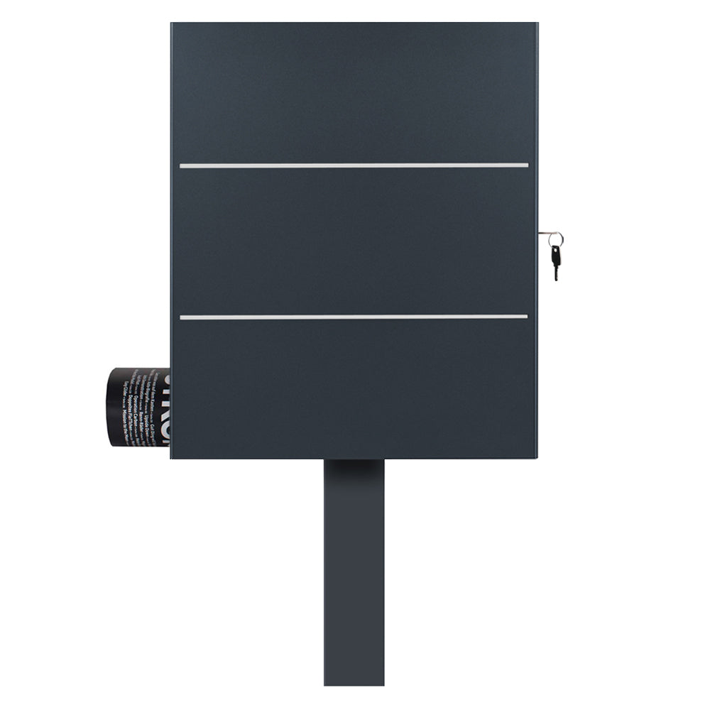 Standbriefkasten mit Zeitungsfach anthrazit (RAL 7016) SBox 141b Briefkasten mit Pfosten (einbetonieren)