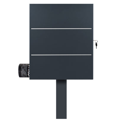 Standbriefkasten mit Zeitungsfach anthrazit (RAL 7016) SBox 141b Briefkasten mit Pfosten (einbetonieren)