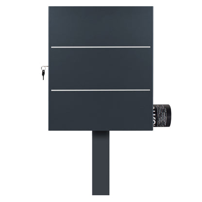Standbriefkasten mit Zeitungsfach anthrazit (RAL 7016) SBox 141R b Briefkasten mit Pfosten (einbetonieren)