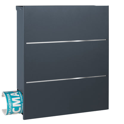 Standbriefkasten mit Zeitungsfach anthrazit (RAL 7016) SBox 141b Briefkasten mit Pfosten (einbetonieren)