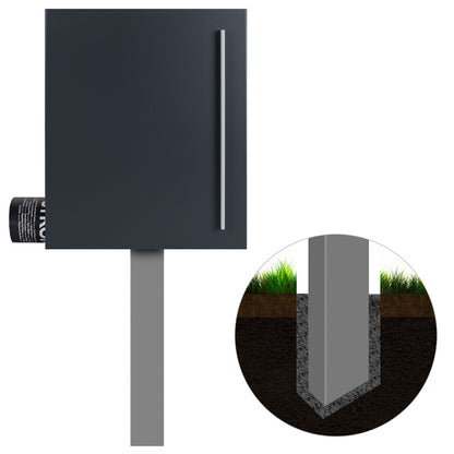 Standbriefkasten mit Zeitungsfach anthrazit matt (RAL 7016) SBox 110b zum Einbetonieren