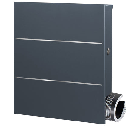 Standbriefkasten mit Zeitungsfach anthrazit (RAL 7016) SBox 141b Briefkasten mit Pfosten (einbetonieren)