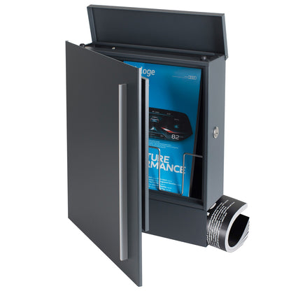 Standbriefkasten mit Zeitungsfach anthrazit (RAL 7016) seidenglanz SBox 115b Briefkasten mit Pfosten (einbetonieren)