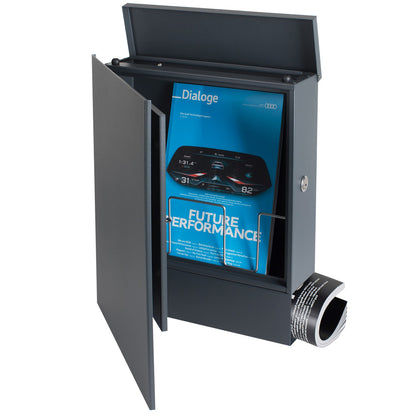 Standbriefkasten mit Zeitungsfach anthrazit seidenglanz (RAL 7016) SBox 116b Briefkasten mit Pfosten (einbetonieren)