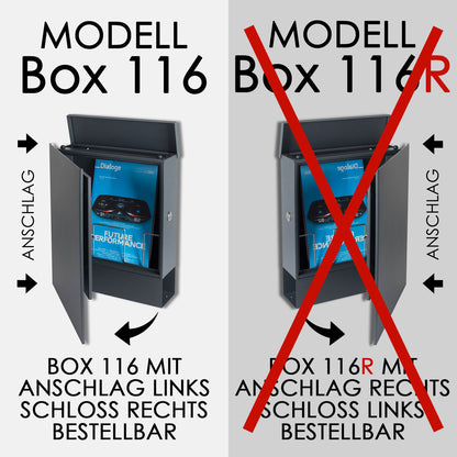 Standbriefkasten mit Zeitungsfach anthrazit seidenglanz (RAL 7016) SBox 116b Briefkasten mit Pfosten (einbetonieren)