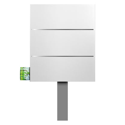 SBox 141b Standbriefkasten mit Zeitungsfach weiß (RAL 9003) mit Pfosten zum Einbetonieren