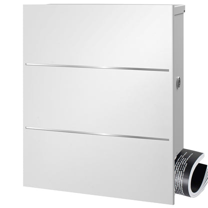 SBox 141b Standbriefkasten mit Zeitungsfach weiß (RAL 9003) mit Pfosten zum Einbetonieren