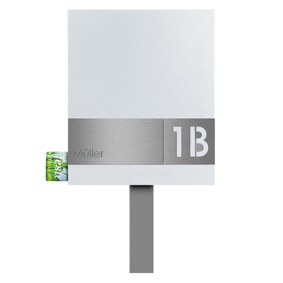 SBox 111b Standbriefkasten mit Zeitungsfach weiß personalisiert