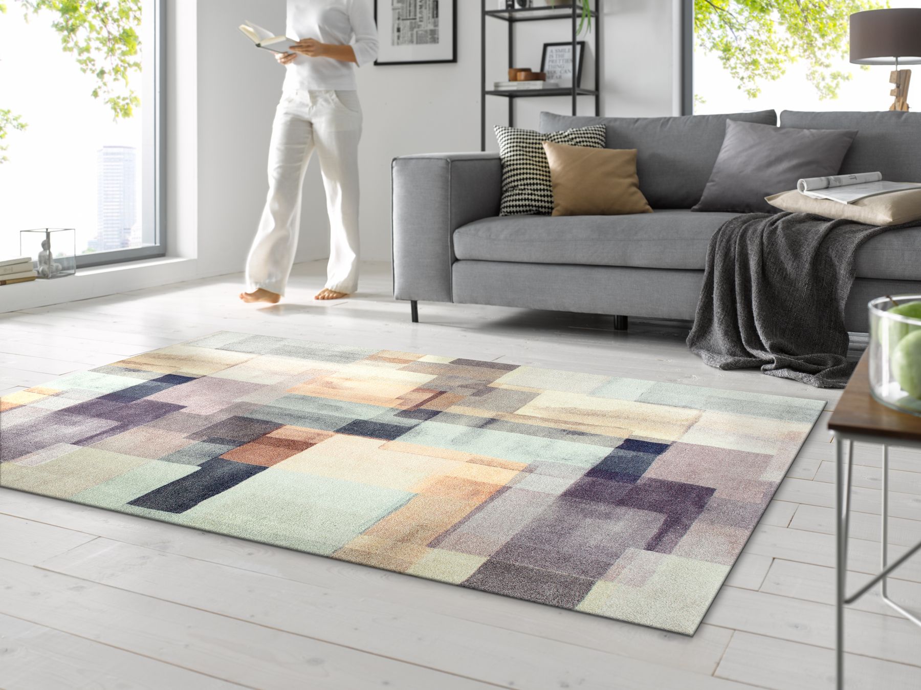 Wohnteppich 140x200 Gentle Blocks