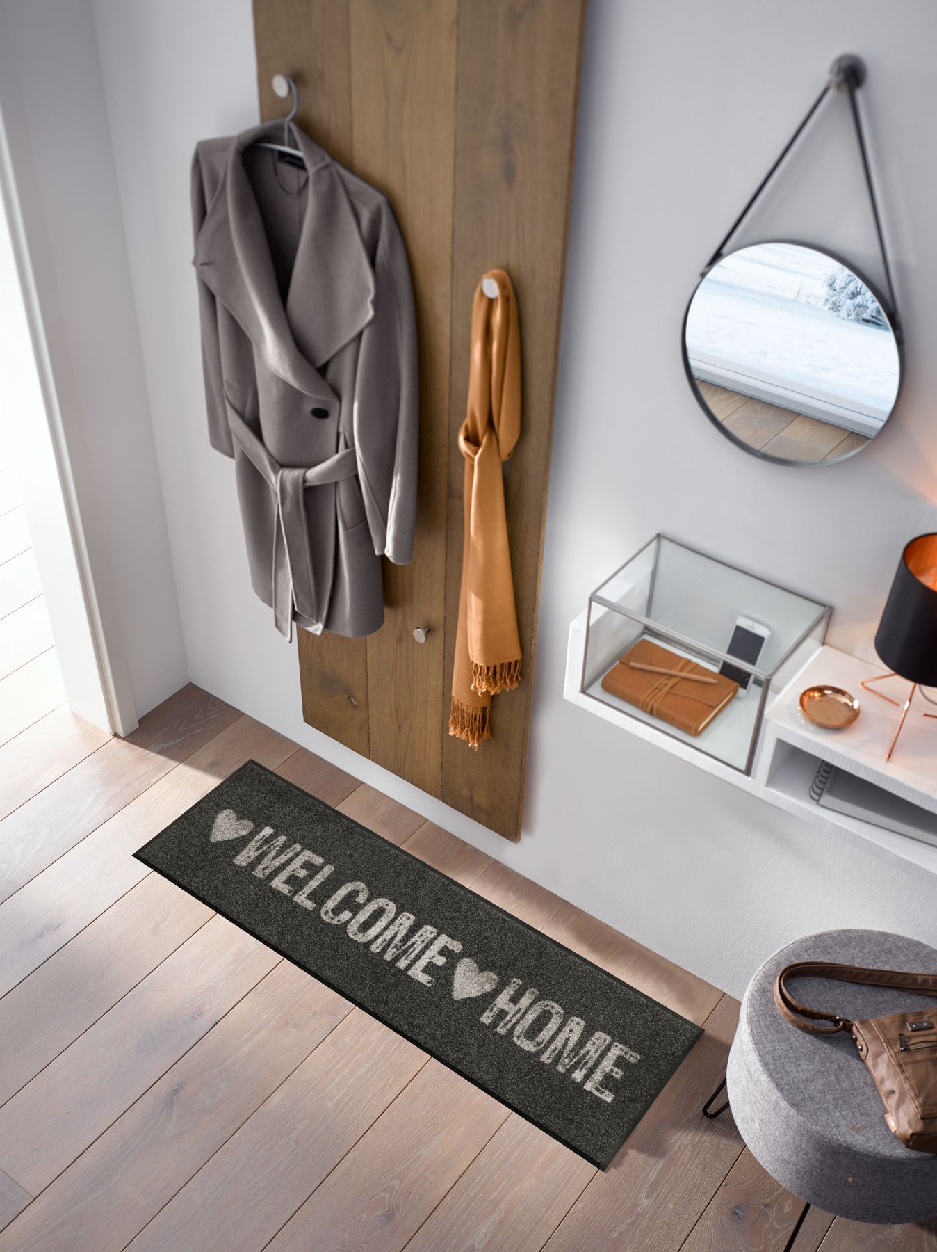 Läufer 35x120 Warmly Welcome anthrazit