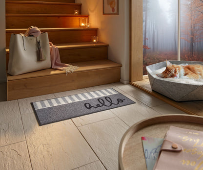 Fußabtreter klein 35x75 Hello Stripes grau