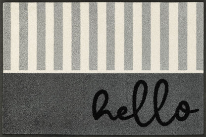 Fußmatte 50x75 Hello Stripes grau