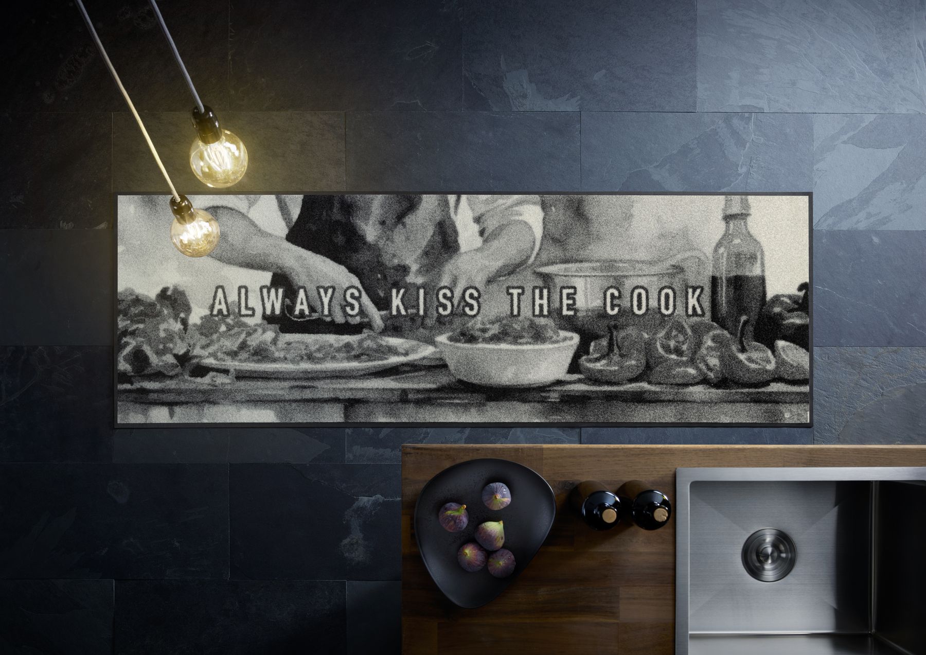 Teppichläufer 60x180 Kiss the Cook grau