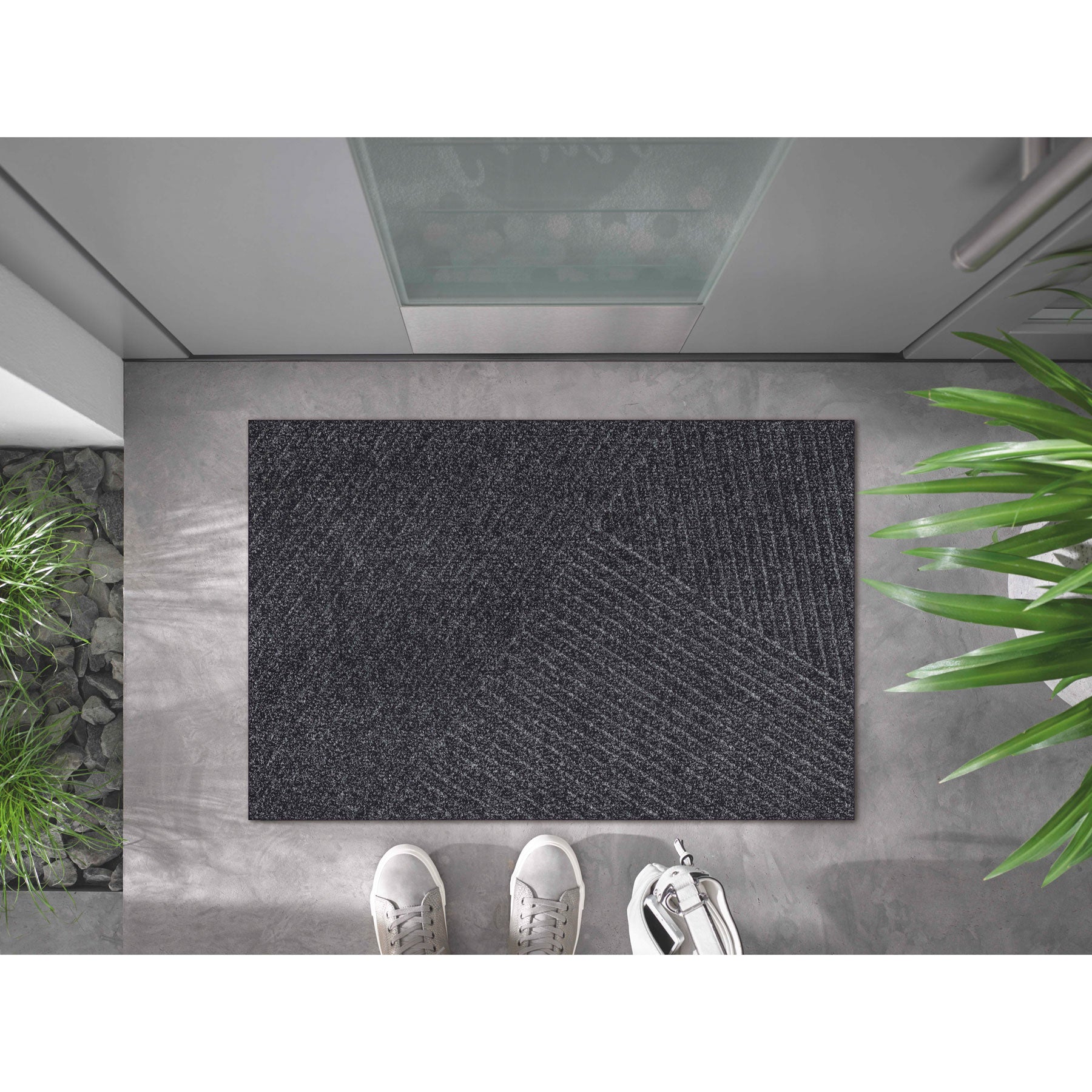 Fußmatte 60x90 Dune Stripes dark grey grau