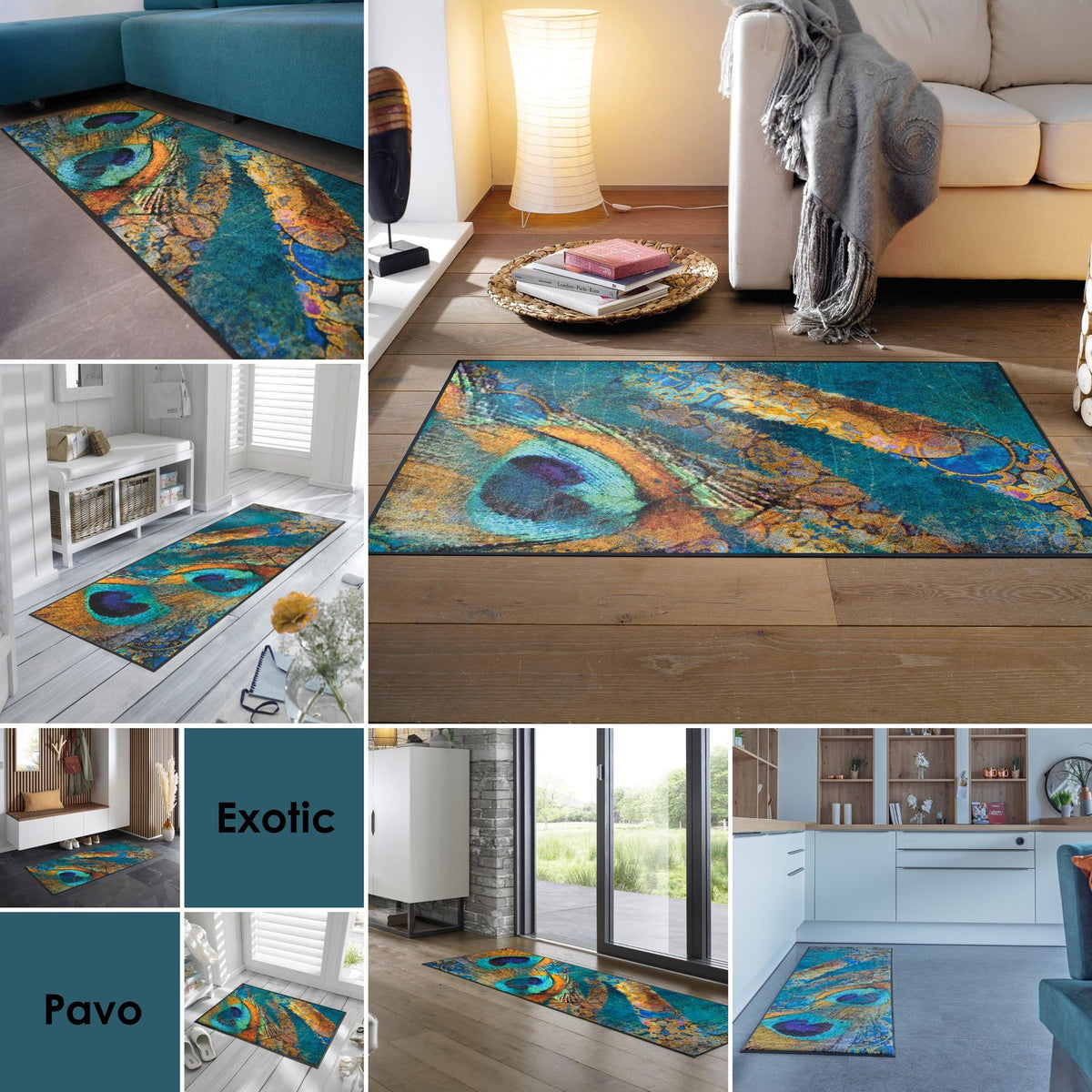 Fußmatte 50x75 Exotic Pavo blau