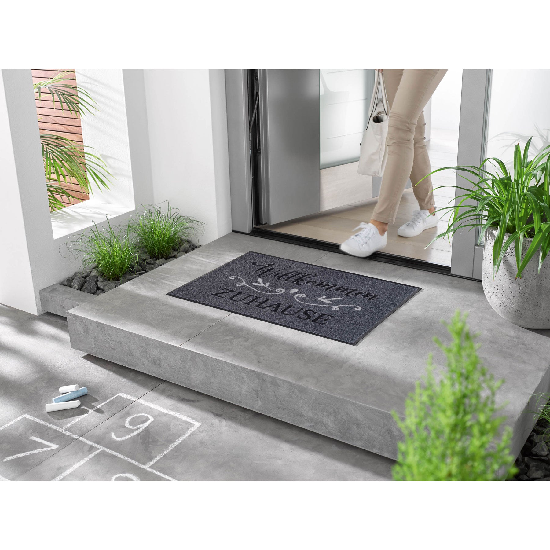 Fußmatte 50x75 Willkommen Zuhause anthrazit