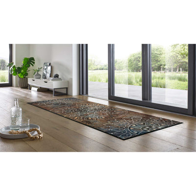 Madhana Läufer waschbar Braun-Grau-Töne 75x190 cm Wash+Dry Wohnzimmer, Schlafzimmer, Flur, Küche