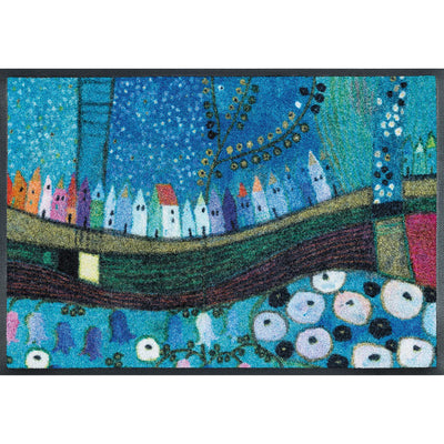 Fußmatte 75x120 Stadt in Blau blau