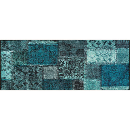 Teppichläufer 75x190 Vintage Patches türkis grün