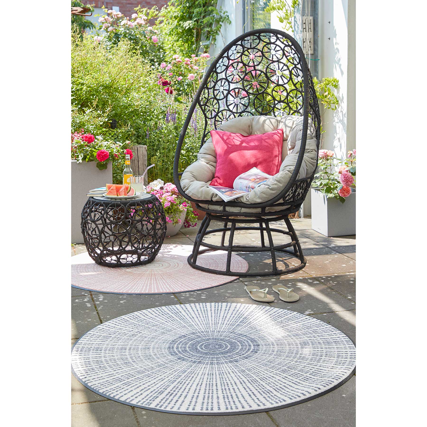 Matte rund 115x115 Cascara grey anthrazit